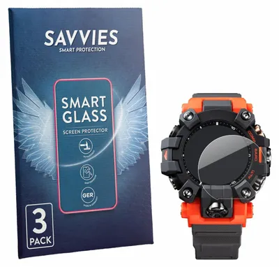 Produktbild von 3x Savvies Schutzglas Folie für Casio G-Shock GW-9500 9H Panzer Schutzfolie Glas Displayschutz klar transparent