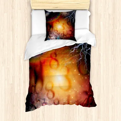 Produktbild von ABAKUHAUS Astrologie Mantele, Universum und Elektrizität, Milbensicher Allergiker geeignet mit Kissenbezügen, 135 cm x 200 cm - 80 x 80 cm, Mehrfarbig