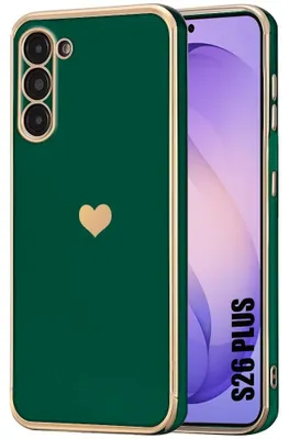 Image de Coque pour Samsung Galaxy S26 Plus, Protection Silicone Motif Cœur Antichoc Anti-Rayure Vert Nuit
