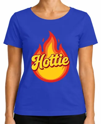 Productafbeelding van Hottie Flamme Retro Vintage T-shirt voor dames, grappig en y, blauw, maat M