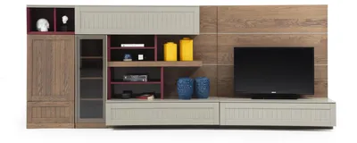 Produktbild von Wohnwand TV Ständer RTV Lowboard Vitrine Holz Modern Braun Wohnzimmer