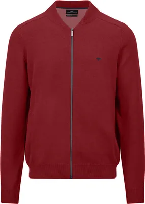 Produktbild von Fynch Hatton Strickjacke rot uni Baumwolle Reißverschluss
