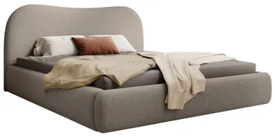 Produktbild von Selsey SIMSALO - Polsterbett mit Bouclé-Bezug und Stauraum, Dunkelbeige, 160x200 cm