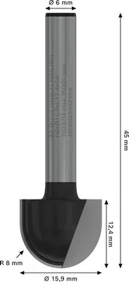 Produktbild von PRO Hohlkehlfräser, R 8, S 6