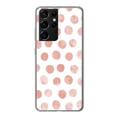 Produktbild von MuchoWow® Handyhülle Schutzhülle Hülle für Samsung Galaxy S21 Ultra Polka dots - Rosa - Weiß Silikon Softcase Handy Hülle - Mobiltelefon