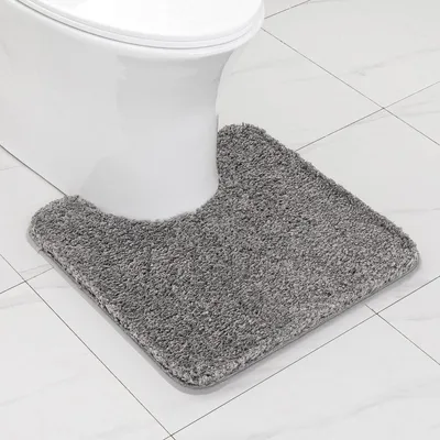 Immagine prodotto di Tappetino da bagno a forma di U, antiscivolo, grigio, 50x50 cm, in microfibra e TPR