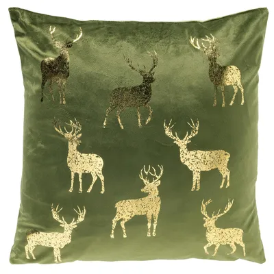 Produktbild von Textino Dekokissen Nordic Reindeer 45x45 cm Grün