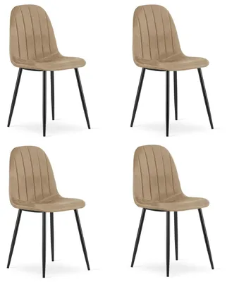 Immagine prodotto di Set di 4 sedie Padva in velluto marrone con gambe nere