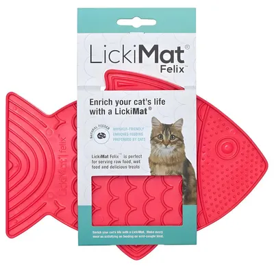 Image de LickiMat Felix - Tapis à lécher en caoutchouc naturel pour chats - rose