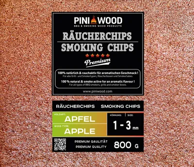 Produktbild von PINI 800 g Räucherchips Apfel 1-3 mm Smoking Chips Räucherspäne