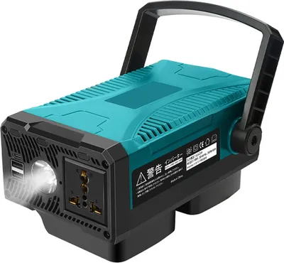 Zdjęcie produktu dla Przenośny inwerter baterii - 18V/20V DC na 110V, zmodyfikowana fala sinusoidalna, do użytku na zewnątrz i urządzeń elektrycznych