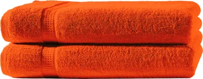 Produktbild von 2 Duschtücher orange terra 70x140 cm Set Baumwolle Frottee Duschtuch groß