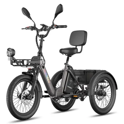 Produktbild von E Trike mit Unterstützung, 180 kg Zuladung, 85 km Reichweite, 48 V 21 Ah, IPX5, hydraulische Bremsen, Schwarz