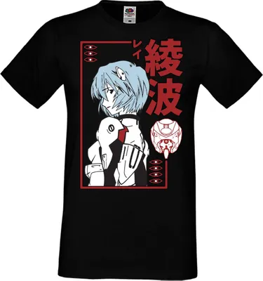 Zdjęcie produktu dla Męska Koszulka Manga Anime Neon Anime Genesis Manga Evangelion Rei Ayanami Genesis Rei Ayanami, Man S / Czarny