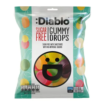 Produktbild von Diablo Fruchtgummi-Drops zuckerfrei 75 g, fruchtige Gummidrops