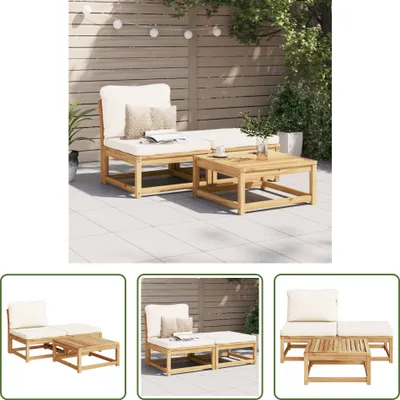 Produktbild von The Living Store 3-tlg. Garten-Lounge-Set mit Kissen Massivholz Akazie