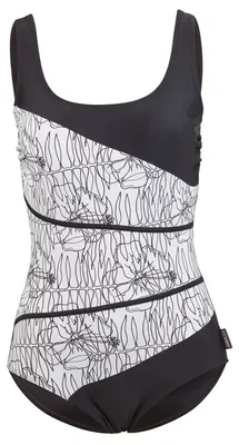 Produktbild von BECO the world of aquasports Badeanzug Flower Lines mit sanftem Shaping-Effekt weiß-schwarz 48