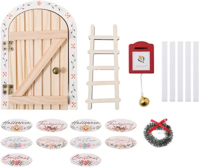 Productafbeelding van Sprookjesdeur Hout - Miniatuur Decoratie - Feestelijke Decoratie - Elegant Vakmanschap - 4x10x4 cm - Niet gespecificeerd