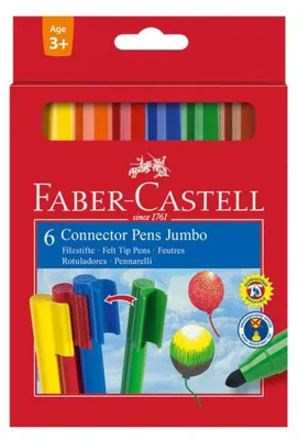 Obrázek produktu pro Faber Castell pera s vláknovým hrotem Jumbo Connector sada 6 kusů