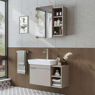 Produktbild von Roomart LYCIA-82 Badmöbel-Set 3-teilig 50 cm breit, Beige