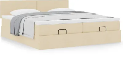 Productafbeelding van Maison Exclusive - Ottoman bedframe met matras, crème kleur, 180x200 cm, textiel