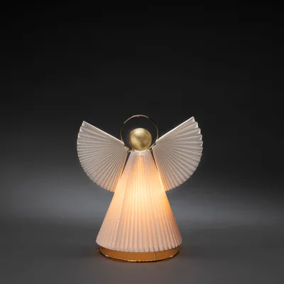 Produktbild von Konstsmide Papierengel, klein, inkl. Anschlusskabel mit an/aus Schalter, ohne Leuchtmittel, E14 Lampenhalterung, 230V, Innen, weißes Kabel - 1800-202