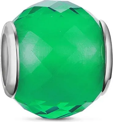 Produktbild von PANDACHARMS Kleiner Grüner Facettenglas Charm, 925er Sterling Silber, passt zu Pandora