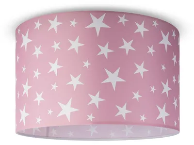 Produktbild von Deckenlampe Kinderzimmer Pendelleuchte Baby Lampenschirm Stoff Rund Sterne