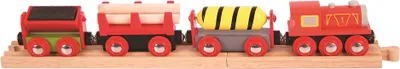 Produktbild von Bigjigs Rail Güterzug rot + 3 Gleise