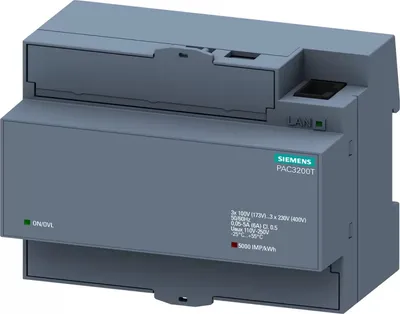Zdjęcie produktu dla Siemens 7KM3200-0CA01-1AA0, Napięcie, Wydajność energetyczna, Power frequency, Prąd zasilania, Reactive power, Licznik impulsów, kWh, 90 mm, 393 g, 407 g, 136 mm