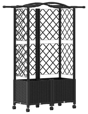 Immagine prodotto di vidaXL Aiuola rialzata con graticcio e copertura, nera, 122 x 40 x 144 cm, PP