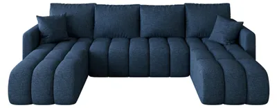 Produktbild von CORNERO Ecksofa mit schlaffunktion GARDA U-Form dunkelblau Strickstoff Aragon 79 - Schlaffunktion, Bettkasten