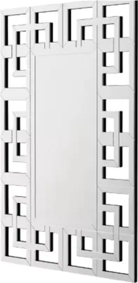 Produktbild von Moderner Rechteckiger Wandspiegel 100x70cm – Silber – Für Wohnzimmer, Schlafzimmer und Bad – Dekorativer Spiegel