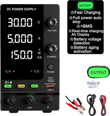 Produktbild von Einstellbares Gleichstromnetzteil, variable Ausgangsspannung, geregeltes Tischnetzteil, 30V5A Laden, AC 220V