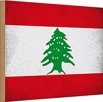 Produktbild von Holzschild Flagge Libanon 30x20cm Flag of Lebanon Vintage