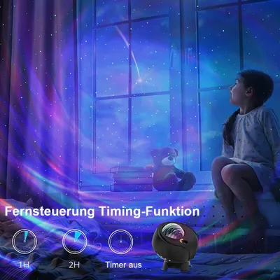 Produktbild von Sternenhimmel Projektor LED Nachtlicht Galaxy Lampe Bluetooth Musik Lautsprecher mit Fernbedienung und Timer, Weiß