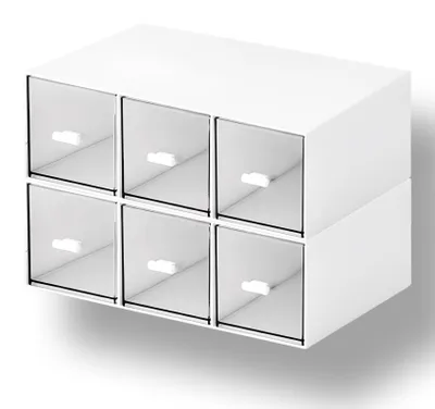 Produktbild von Schreibtisch-Organizer mit 6 Schubladen, stapelbare Aufbewahrungsbox