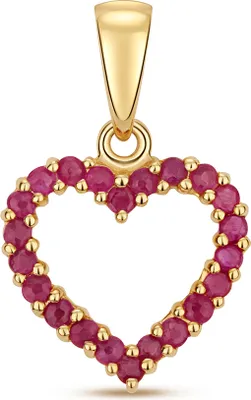 Produktbild von Schöner 9 Karat (375) Gold Herz Damen - Anhänger mit Rubin - 20mm*13mm; TRS28624