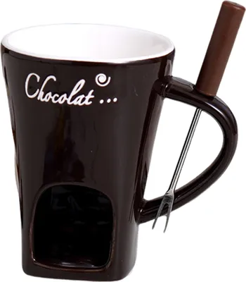 Produktbild von Schokoladenfondue-Becher, 130 ml, Keramik-Schokoladenfondue-Kaffeetasse mit Gabeln, Schmelzbecher für Schokolade, Käse, Butter, leicht zu reinigen, vielseitiger Schmelzbecher