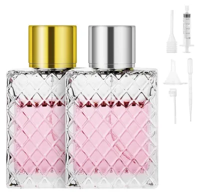 Produktbild von Parfümzerstäuber 100ml, 2 Stück, Gitterstil, nachfüllbar, Glas