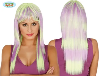 Produktbild von lila-grüne Langhaar Disco Perücke für Damen