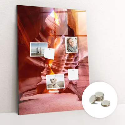 Obrázek produktu pro Magnetická Tabule na Zeď Skleněná - Memo Board Kleněnou Přední Stranou - 5 magnetů v balení - 70x100 cm - Kaňon antilop