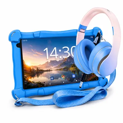 Produktbild von AngelTech Kinderpaket SLIM - Kindertablet + Kinderkopfhörer - Android 15 - 3+5GB RAM - 32+64 GB - Elterliche Kontrolle - 7 Zoll - Blau