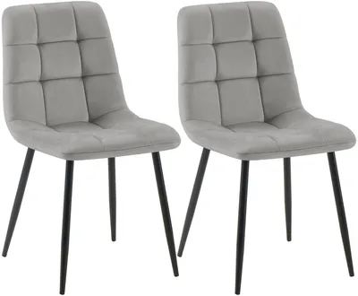 Produktbild von CLP 2er Set Esszimmerstühle Tilde gepolstert mit Rückenlehnen bis 150 kg belastbar grau Material Samt, KI-generiertes Bild