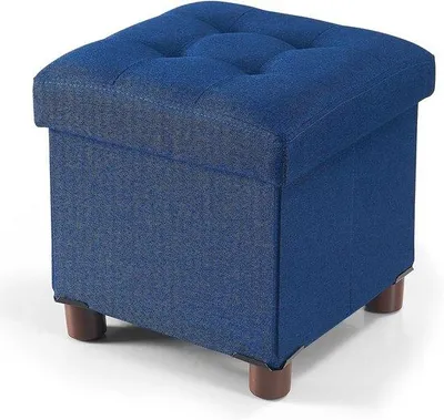 Produktbild von Ibenzoa® Klappbarer Aufbewahrungs‑Hocker – Holz & langlebiger Kunststoff, Blau, 32×32×32,5 cm, belastbar bis 60 kg