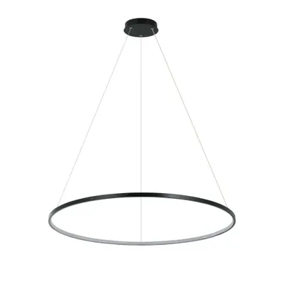 Produktbild von Moderne schwarze Ring Pendelleuchte, groß Ø80cm, LED 48W, variable Farbe, für Wohnzimmer, Esszimmer, RING Light Prestige