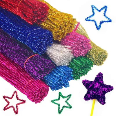 Pfeifenreiniger, 100 Stück, 30 cm x 6 mm, 9 Farben, Glitzer, Chenilledraht