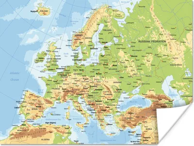Produktbild von MuchoWow® Poster Karte - Europa - Land 80x60 cm - Kunst für zu Hause