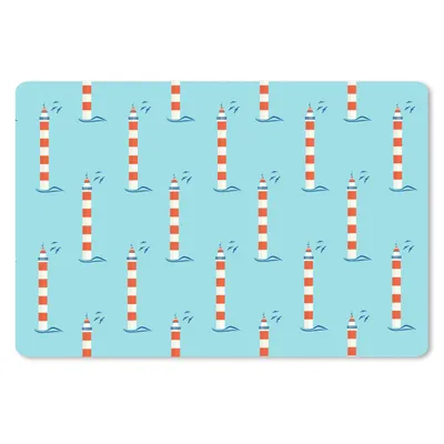 Produktbild von MuchoWow® Schreibtischunterlage Leuchtturm - Blau - Strand - Muster 60x40 cm - XXL Mauspad - Großes Mauspad