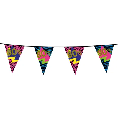 Image de Anniversaire Déco 80s Chaîne de fanions 6 m